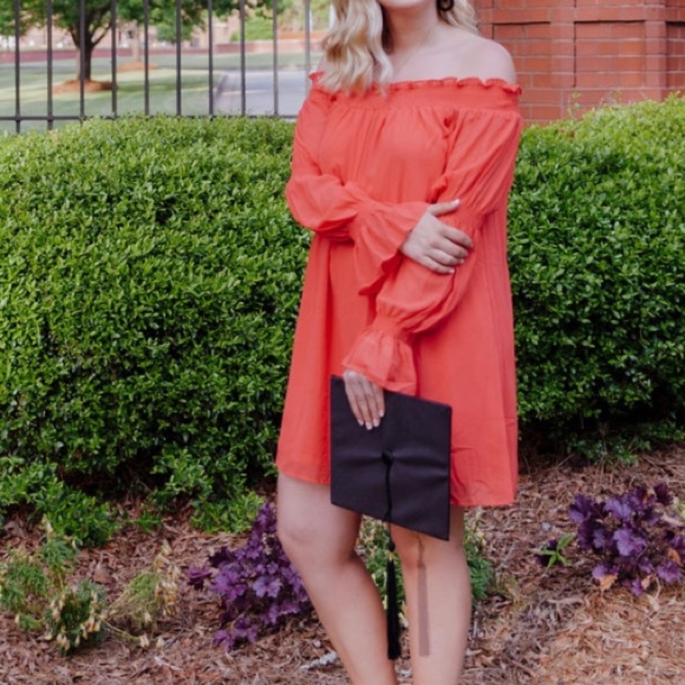 Red shoulder Dress
